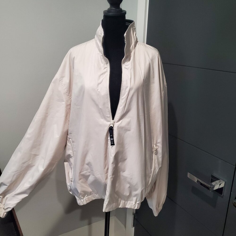 Tommy Hilfiger Golf White Zip Front Windbreaker Jacket with Pockets Large
